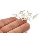 Silver North Star Charm, 50 Antique Silver Plated Brass Pole Star Charms With 1 Loop (21x12mm) E376