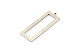 Silver Rectangle Charm, 4 Antique Silver Plated Brass Rectangle Charms With 1 Loop (40x15x1mm) D0682 H0930