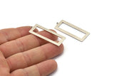 Silver Rectangle Charm, 4 Antique Silver Plated Brass Rectangle Charms With 1 Loop (40x15x1mm) D0682 H0930