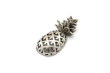 Silver Pineapple Pendant,  Antique Silver Plated Brass Pineapples, Without Holes (30x13.4x6.3mm) N0243