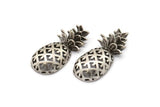 Silver Pineapple Pendant,  Antique Silver Plated Brass Pineapples, Without Holes (30x13.4x6.3mm) N0243