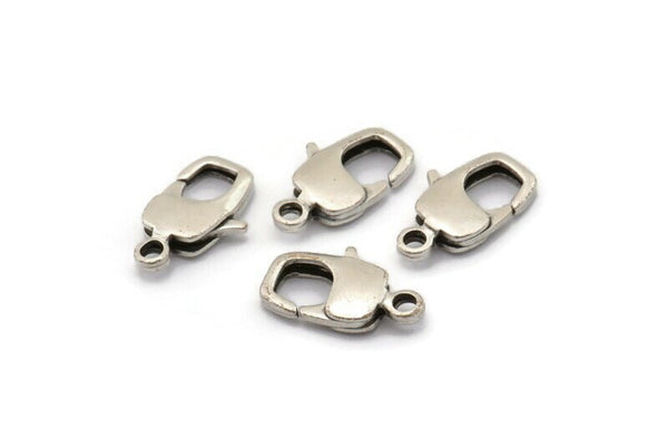 Silver Parrot Clasp, 4 Antique Silver Plated Brass Lobster Claw Clasps (16x7.8mm) Bs-1226--n0592