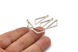 Silver Triangle Charm, 10 Antique Silver Plated Brass Triangle Charms with 1 Loop (27x9x1mm) BS 2185