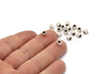 Silver Cube Bead, 24 Antique Silver Plated Brass Square Cube Beads (4x4mm) Bs 1148--N0547