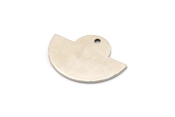 Semi Circle Charm, 4 Antique Silver Plated Brass Semi Circle Blanks With 1 Hole, Geometric Pendant (24x17.5x0.8mm) U104