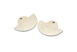 Semi Circle Charm, 4 Antique Silver Plated Brass Semi Circle Blanks With 1 Hole, Geometric Pendant (24x17.5x0.8mm) U104