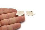 Semi Circle Charm, 4 Antique Silver Plated Brass Semi Circle Blanks With 1 Hole, Geometric Pendant (24x17.5x0.8mm) U104
