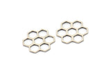 Silver Honeycomb Charm, 12 Antique Silver Plated Brass Hexagon Charms, Connector Findings (20x19x0.80mm) A5074
