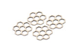 Silver Honeycomb Charm, 12 Antique Silver Plated Brass Hexagon Charms, Connector Findings (20x19x0.80mm) A5074