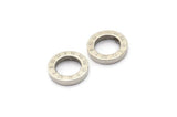 Silver Circle Connector, 6 Antique Silver Plated Brass Circle Connectors with Roman Numerals (12x2mm) BS 2177