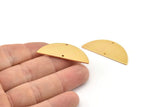 Gold Half Moon, 2 Gold Plated Brass Semi Circle Blanks With 2 Holes, Charms, Earrings, Pendants (39x15x1mm) D0784
