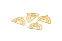 Semi Circle Charm, 10 Gold Plated Brass Semi Circle Charms With 1 Loop (18x12x0.60mm) A3178