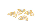 Semi Circle Charm, 10 Gold Plated Brass Semi Circle Charms With 1 Loop (18x12x0.60mm) A3178