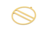 Gold Circle Charm, 2 Gold Plated Brass Circle Charms With 1 Loop, Charm Pendants (42x40x1mm) A3062