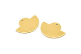 Semi Circle Charm, 2 Gold Plated Brass Semi Circle Blanks With 1 Hole, Geometric Pendant (24x17.5x0.8mm) U104
