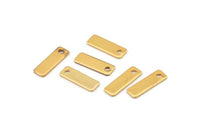 Gold Rectangle Charm, 10 Gold Plated Brass Rectangle Stamping Blanks with 1 Hole (15x5x0.80mm) U023