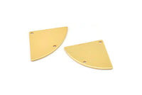 Gold Triangle Charm, 2 Gold Plated Brass Fan Charms With 2 Holes, Connectors, Findings (30x19x0.80mm) M221