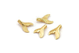 Gold Fish Tail Charm, 4 Gold Plated Brass Fish Tail Pendants, Jewelry Supplies, Findings (13x10mm) N0339