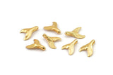 Gold Fish Tail Charm, 4 Gold Plated Brass Fish Tail Pendants, Jewelry Supplies, Findings (13x10mm) N0339