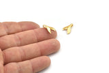 Gold Fish Tail Charm, 4 Gold Plated Brass Fish Tail Pendants, Jewelry Supplies, Findings (13x10mm) N0339