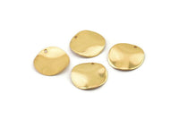 Gold Round Charm, 8 Gold Plated Brass Round Disc Charms With 1 Hole (16mm) A0497