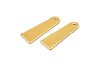 Gold Charm, 2 Gold Plated Brass Rectangle Charms With 1 Hole (10x28mm) D0263 / N0683