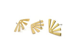 Brass Sun Earring, 10 Raw Brass Rising Sun Flag Stud Earrings With 1 Hole (20x12x0.60mm) D1012 A1758