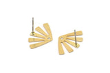 Brass Sun Earring, 10 Raw Brass Rising Sun Flag Stud Earrings With 1 Hole (20x12x0.60mm) D1012 A1758