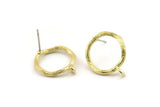 Brass Round Earring, 4 Raw Brass Circle Stud Earrings (17x2mm) N2441