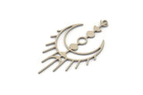 Steel Moon Charm, 10 Stainless Steel Crescent Moon Charms With 1 Loop, Findings (41x24x0.80mm) SMP1165 A5442