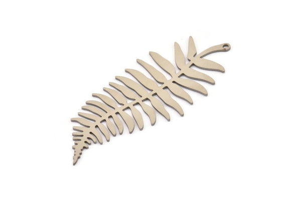 Steel Leaf Charm, 4 Stainless Steel Branch Charms With 1 Loop, Charm Pendants (62x27x0.80mm) SMP1133 A6887