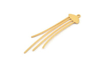 Gold Jellyfish Charm, 8 Gold Plated Brass Jellyfish Charms With 1 Loop, Charm Pendants (50x11x0.60mm) A3254