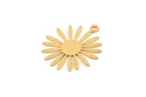 Gold Flower Charm, 6 Gold Plated Brass Flower Charms With 1 Loop, Charm Pendants (20x17x0.60mm) A3292