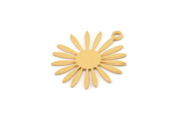 Gold Flower Charm, 6 Gold Plated Brass Flower Charms With 1 Loop, Charm Pendants (20x17x0.60mm) A3292
