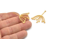 Gold Dandelion Charm, 4 Gold Plated Brass Taraxacum Charms With 1 Loop (35x30x0.80mm) A4219 H1227