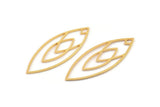 Gold Marquise Charm, 6 Gold Plated Brass Marquise Charms, Earrings, Pendants (39x15x0.80mm) A5600 H1002