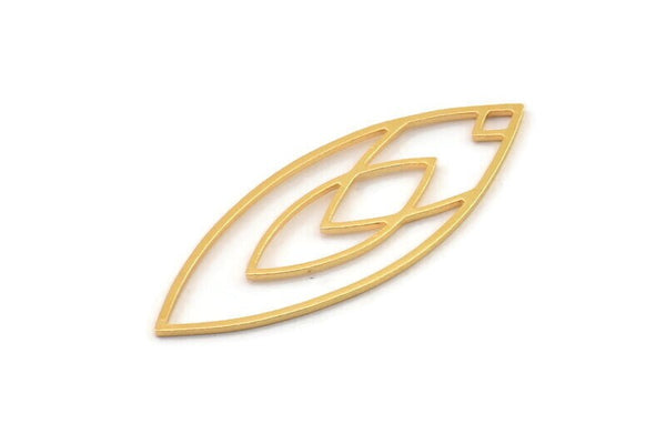 Gold Marquise Charm, 6 Gold Plated Brass Marquise Charms, Earrings, Pendants (39x15x0.80mm) A5600 H1002