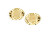 Gold Sun Connector, 2 Gold Plated Brass Round with 2 Holes Connectors  (25mm) A0103