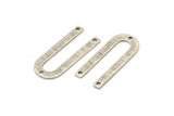Silver U Shaped Charm, 6 Textured Antique Silver Plated Brass U Shaped Charms With 3 Holes, Connectors, Blanks (30x13x0.80mm) M259
