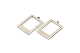 Silver Rectangle Charm, 6 Antique Silver Plated Brass Rectangle Charms With 1 Loop, Earrings, Findings (20x14x0.80mm) D877