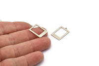 Silver Rectangle Charm, 6 Antique Silver Plated Brass Rectangle Charms With 1 Loop, Earrings, Findings (20x14x0.80mm) D877