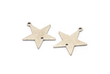 Silver Star Charm, 10 Antique Silver Plated Brass Star Charms With 1 Hole And 1 Loop (21x19x0.80mm) D0685