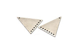 Silver Triangle Charm, 4 Antique Silver Plated Brass Triangle Charms With 8 Holes, Findings (26x23x1mm) D1225