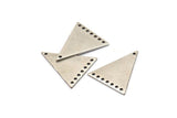 Silver Triangle Charm, 4 Antique Silver Plated Brass Triangle Charms With 8 Holes, Findings (26x23x1mm) D1225