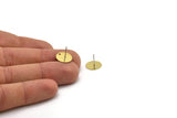 Brass Round Earring, 10 Raw Brass Round Stud Earrings With 1 Hole (12mm) A0290 A3615