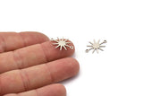 Silver Star Charm, 24 Antique Silver Plated Brass Star Charms With 2 Loops, Connectors (19x15x0.60mm) A3234 H0823
