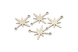 Silver Pole Star Charm, 24 Antique Silver Plated Brass, Silver Pendants, Silver Pole Star Charms With 2 Loops (21x18x0.60mm) A4110