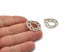 Silver Drop Charm, 12 Antique Silver Plated Brass Drop Charms With 1 Hole (24x19x0.80mm) D851