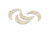 Silver Moon Charm, 8 Antique Silver Plated Brass Crescent Moon Charms With 2 Holes, Findings, Connectors (28x8x0.65mm) D1224