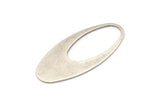 Silver Ellipse Charm, 2 Antique Silver Plated Brass Ellipse Shape Charms Without Hole, Findings (49x24x0.70mm) D0813
